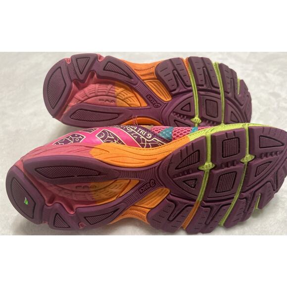 ASICS Womens Gel Noosa Tri 9 Size 5.5 Running Shoes Multicolor Green C401N - Picture 7 of 9